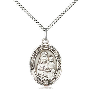 Sterling Silver Our Lady of Prompt Succor Medal Religious Jewelry Engraved Catholic Saint Jewelry