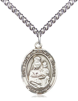 Sterling Silver Our Lady of Prompt Succor Medal Religious Jewelry Engraved Catholic Saint Jewelry