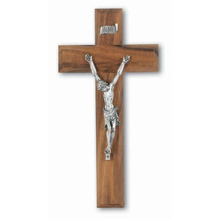 9" Walnut Cross with Silver Corpus