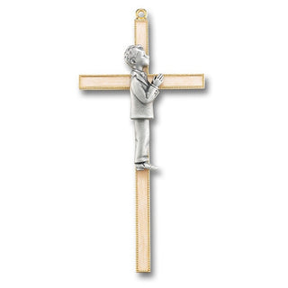 Standing Communion Boy On Gold/White Cross