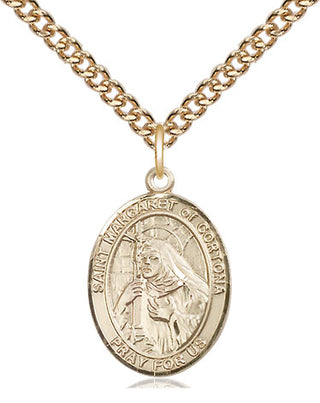 14kt Gold Saint Margaret of Cortona Medal Engraved Catholic Saint Jewelry