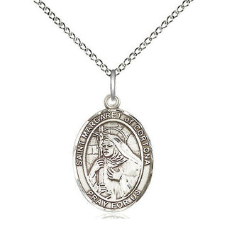 Sterling Silver Saint Margaret of Cortona Medal Religious Jewelry Engraved Catholic Saint Jewelry