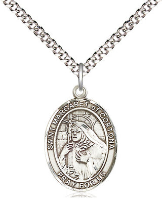 Sterling Silver Saint Margaret of Cortona Medal Religious Jewelry Engraved Catholic Saint Jewelry