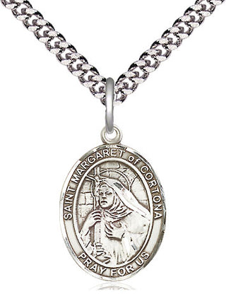 Sterling Silver Saint Margaret of Cortona Medal Religious Jewelry Engraved Catholic Saint Jewelry