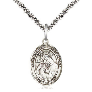 Sterling Silver Saint Margaret of Cortona Medal Religious Jewelry Engraved Catholic Saint Jewelry