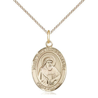 14kt Gold Saint Bede the Venerable Medal Engraved Catholic Saint Jewelry