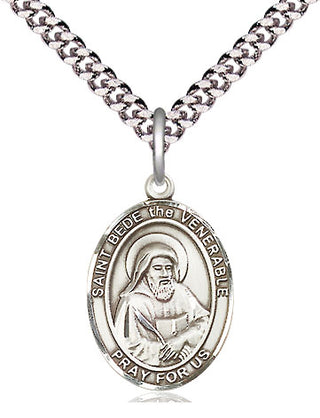 Pewter Saint Bede the Venerable Medal Religious Jewelry Engraved Catholic Saint Jewelry