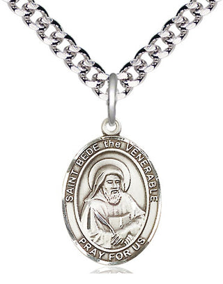 Pewter Saint Bede the Venerable Medal Religious Jewelry Engraved Catholic Saint Jewelry