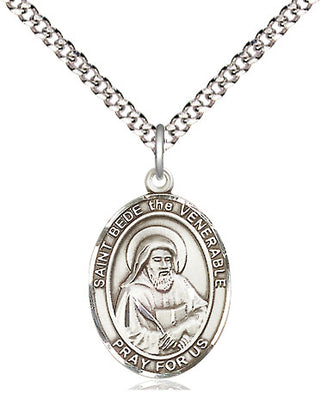 Pewter Saint Bede the Venerable Medal Religious Jewelry Engraved Catholic Saint Jewelry