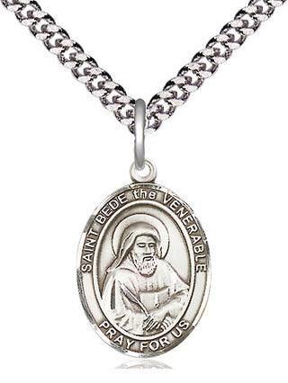 Pewter Saint Bede the Venerable Medal Religious Jewelry Engraved Catholic Saint Jewelry