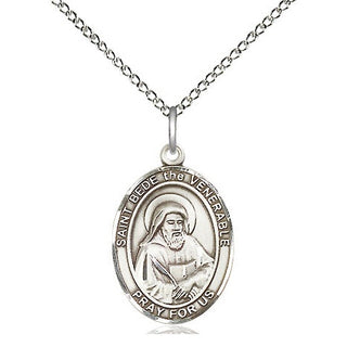 Sterling Silver Saint Bede the Venerable Medal Religious Jewelry Engraved Catholic Saint Jewelry