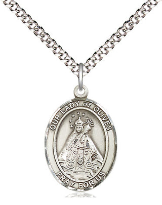 Pewter Our Lady of Olives Medal Religious Jewelry Engraved Catholic Saint Jewelry