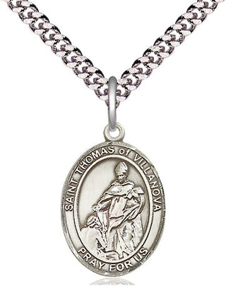Pewter Saint Thomas of Villanova Medal Religious Jewelry Engraved Catholic Saint Jewelry