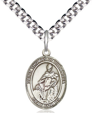 Pewter Saint Thomas of Villanova Medal Religious Jewelry Engraved Catholic Saint Jewelry