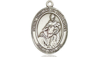 Sterling Silver Saint Thomas of Villanova Medal Religious Jewelry Engraved Catholic Saint Jewelry