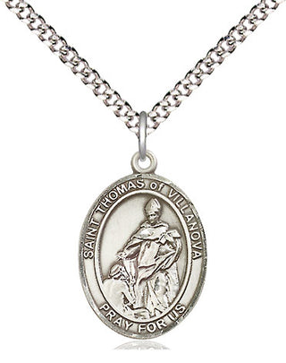 Sterling Silver Saint Thomas of Villanova Medal Religious Jewelry Engraved Catholic Saint Jewelry
