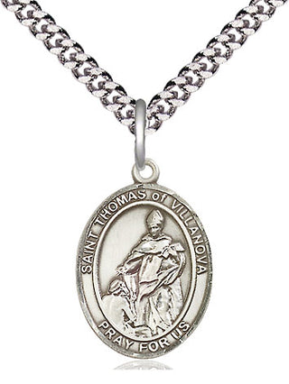 Sterling Silver Saint Thomas of Villanova Medal Religious Jewelry Engraved Catholic Saint Jewelry