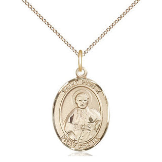14kt Gold Filled Saint Pius X Medal Religious Jewelry Engraved Catholic Saint Jewelry