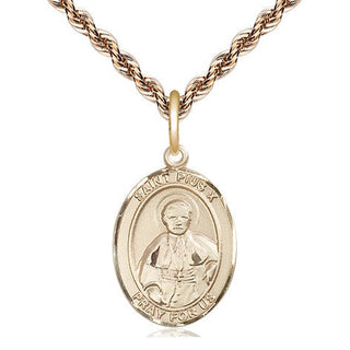 14kt Gold Saint Pius X Medal Engraved Catholic Saint Jewelry