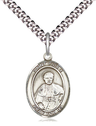 Pewter Saint Pius X Medal Religious Jewelry Engraved Catholic Saint Jewelry