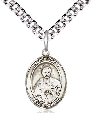 Pewter Saint Pius X Medal Religious Jewelry Engraved Catholic Saint Jewelry