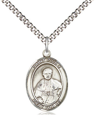 Pewter Saint Pius X Medal Religious Jewelry Engraved Catholic Saint Jewelry