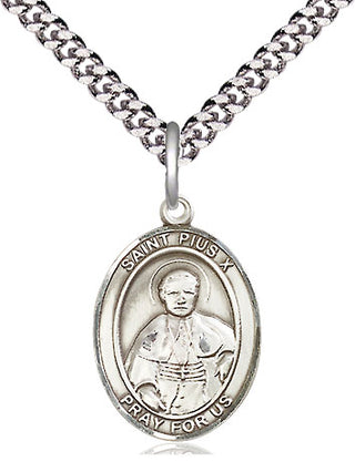 Pewter Saint Pius X Medal Religious Jewelry Engraved Catholic Saint Jewelry