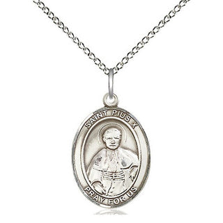 Sterling Silver Saint Pius X Medal Religious Jewelry Engraved Catholic Saint Jewelry