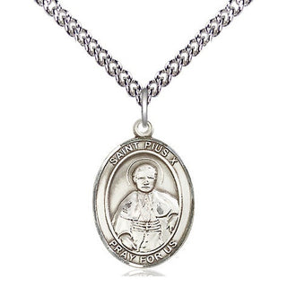 Sterling Silver Saint Pius X Medal Religious Jewelry Engraved Catholic Saint Jewelry