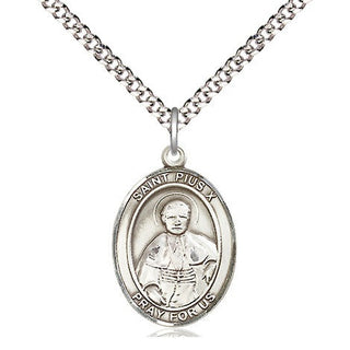 Sterling Silver Saint Pius X Medal Religious Jewelry Engraved Catholic Saint Jewelry