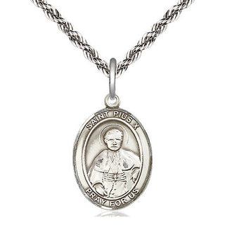 Sterling Silver Saint Pius X Medal Religious Jewelry Engraved Catholic Saint Jewelry