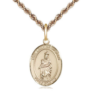 14kt Gold Filled Our Lady of Victory Medal Religious Jewelry Engraved Catholic Saint Jewelry