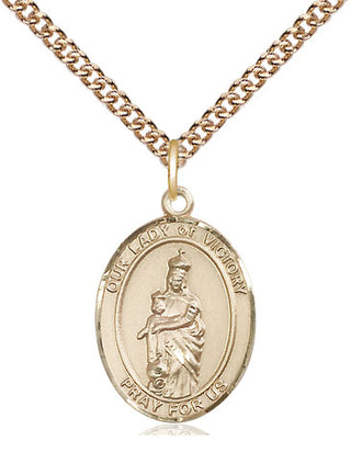 14kt Gold Our Lady of Victory Medal Engraved Catholic Saint Jewelry