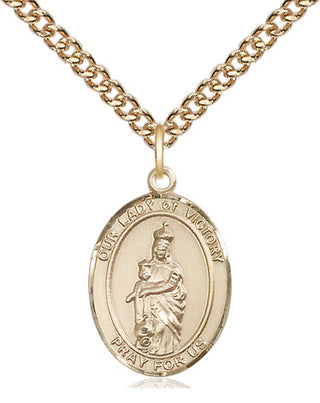 14kt Gold Our Lady of Victory Medal Engraved Catholic Saint Jewelry