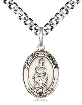 Pewter Our Lady of Victory Medal Religious Jewelry Engraved Catholic Saint Jewelry