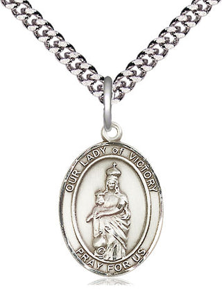Pewter Our Lady of Victory Medal Religious Jewelry Engraved Catholic Saint Jewelry