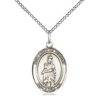 Sterling Silver Our Lady of Victory Medal Religious Jewelry Engraved Catholic Saint Jewelry
