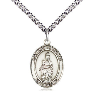 Sterling Silver Our Lady of Victory Medal Religious Jewelry Engraved Catholic Saint Jewelry