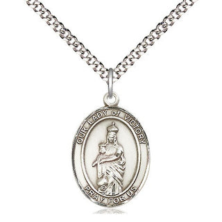 Sterling Silver Our Lady of Victory Medal Religious Jewelry Engraved Catholic Saint Jewelry