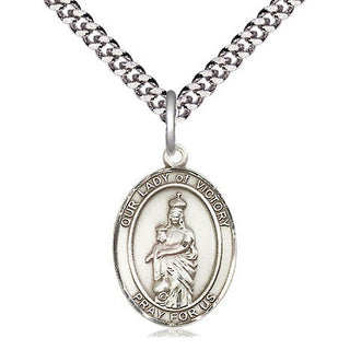Sterling Silver Our Lady of Victory Medal Religious Jewelry Engraved Catholic Saint Jewelry