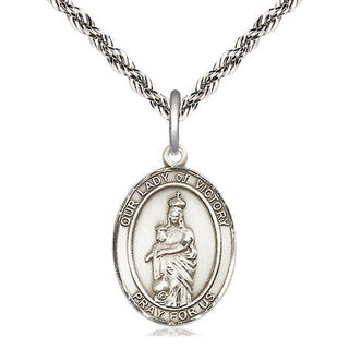 Sterling Silver Our Lady of Victory Medal Religious Jewelry Engraved Catholic Saint Jewelry