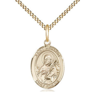 14kt Gold Filled Saint Meinrad of Einsideln Medal Religious Jewelry Engraved Catholic Saint Jewelry