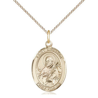 14kt Gold Saint Meinrad of Einsideln Medal Engraved Catholic Saint Jewelry