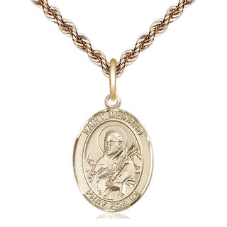 14kt Gold Saint Meinrad of Einsideln Medal Engraved Catholic Saint Jewelry