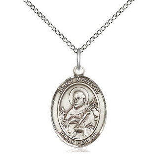 Sterling Silver Saint Meinrad of Einsideln Medal Religious Jewelry Engraved Catholic Saint Jewelry