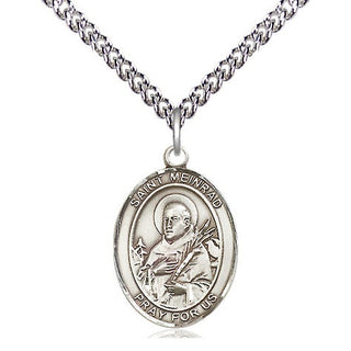 Sterling Silver Saint Meinrad of Einsideln Medal Religious Jewelry Engraved Catholic Saint Jewelry