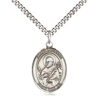 Sterling Silver Saint Meinrad of Einsideln Medal Religious Jewelry Engraved Catholic Saint Jewelry