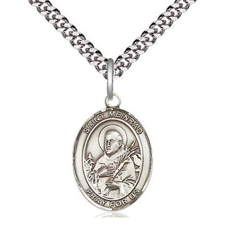 Sterling Silver Saint Meinrad of Einsideln Medal Religious Jewelry Engraved Catholic Saint Jewelry