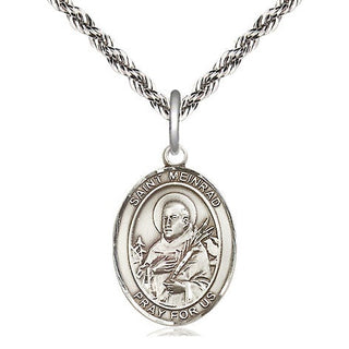 Sterling Silver Saint Meinrad of Einsideln Medal Religious Jewelry Engraved Catholic Saint Jewelry