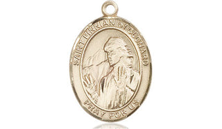 14kt Gold Filled Saint Finnian of Clonard Medal Engraved Catholic Saint Jewelry